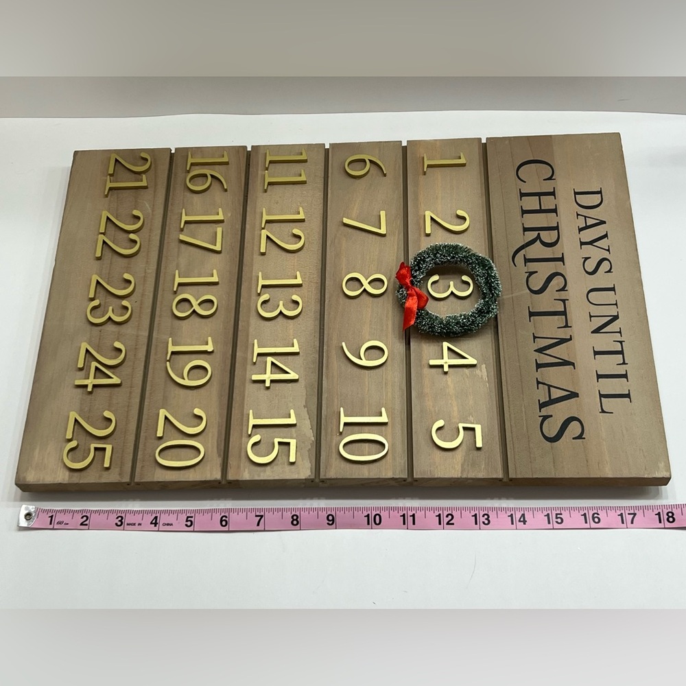 Wooden Christmas Countdown Calendar with Gold Numbers - Picture 5 of 5